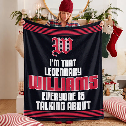 I'm That Legendary Name Dark Red Fleece Blanket WILLIAMS 13K1 BK48