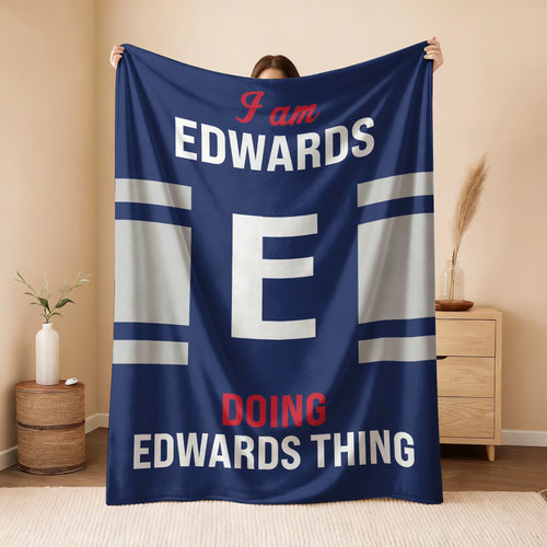 I'm Name Doing Name Things Navy Fleece Blanket EDWARDS 13K1 BK51