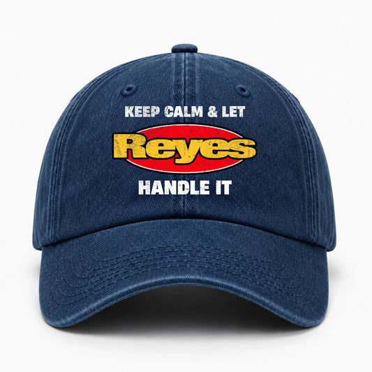 Keep Calm & Let Your Name Handle It Yellow And Red Logo Washed Cap REYES 13K1 C172PF