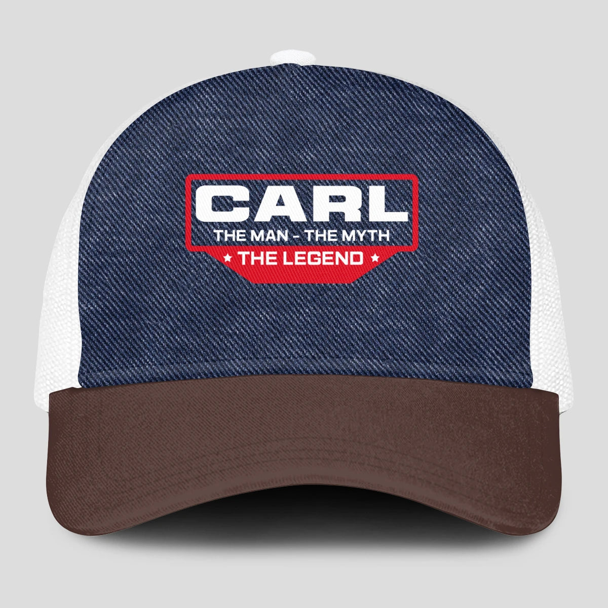 The Man The Myth The Legend Navy Brown And White Mesh Cap CARL 13K1 C200PF