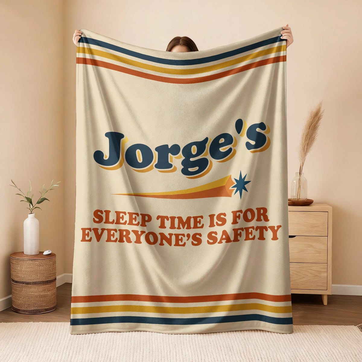 Your Name's Sleep Time Funny Retro Fleece Blanket JORGE 13K1 BK67