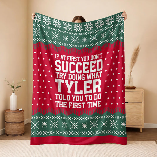 If At First You Don’t Succeed Red Green Christmas Fleece Blanket TYLER 13K1 BK28