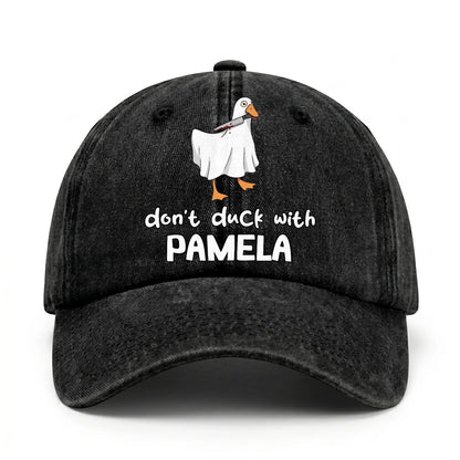 Don't Duck With Your Name Funny Washed Cap PAMELA 13K1 C129PF
