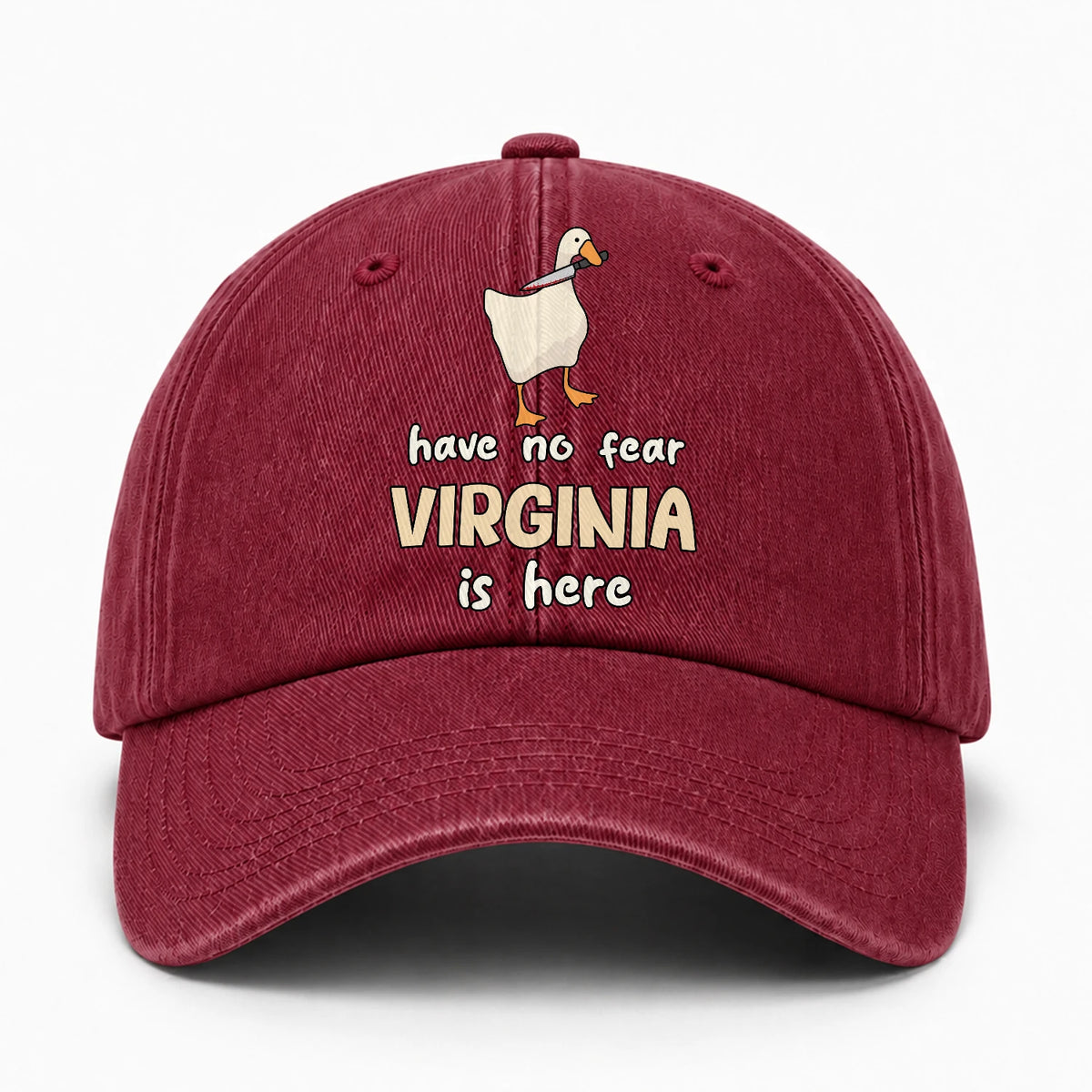Have No Fear Your Name Is Here Funny Goose Burgundy Washed Cap VIRGINIA 13K1 C127PF