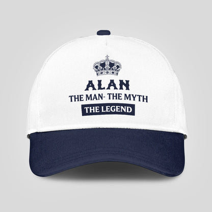 The Man The Myth The Legend King Crown Blue And White Cap ALAN 13K1 C147PF