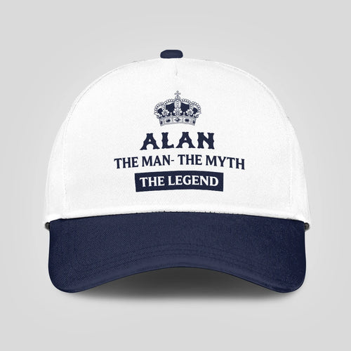 The Man The Myth The Legend King Crown Blue And White Cap ALAN 13K1 C147PF