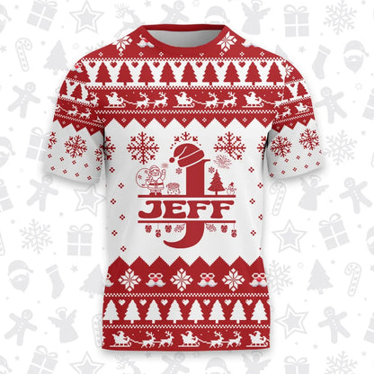 JEFF Personalized Christmas T-Shirt Pajama Set - Holiday Gift Outfit 13K1-CR2