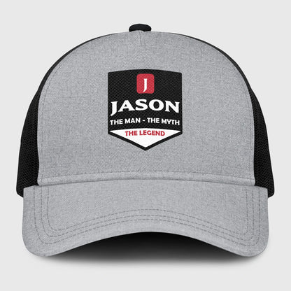 The Man The Myth The Legend Gray Mesh Cap JASON 13K1 C189PF