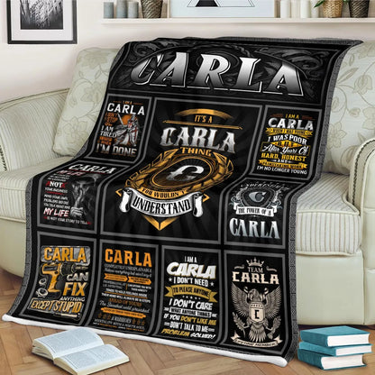 CARLA Personalized Blanket | Custom Name Cozy Throw Gift 13K1-BK2