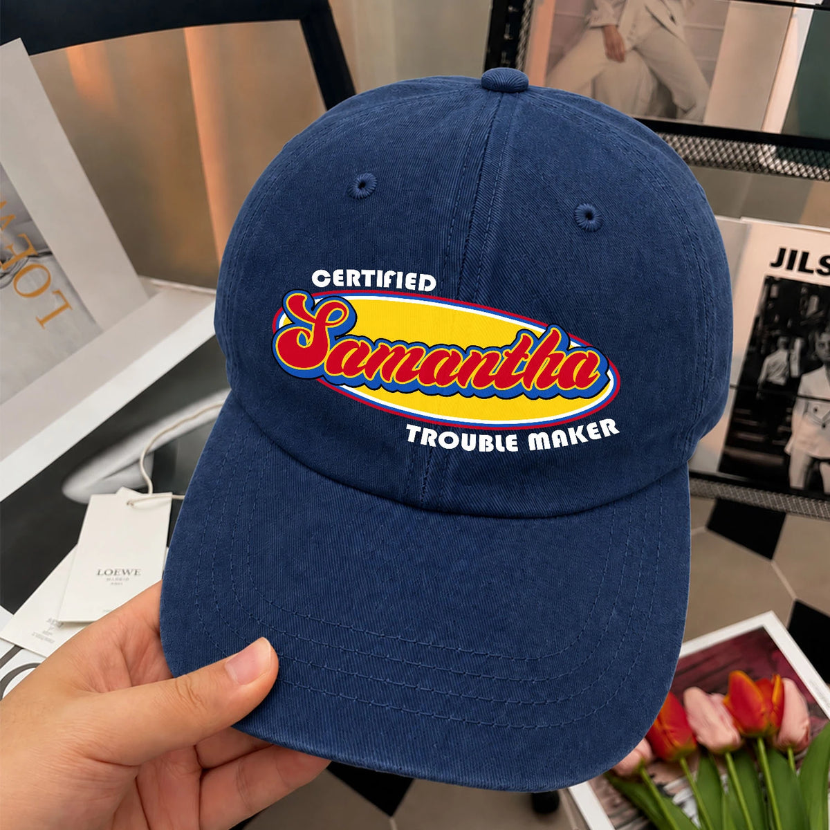 Certified Your Name Trouble Maker Washed Cap SAMANTHA 13K1 C73PF
