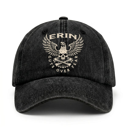 Your Name Guts Over Fear With Eagle And Skull Washed Cap ERIN 13K1 C75PF