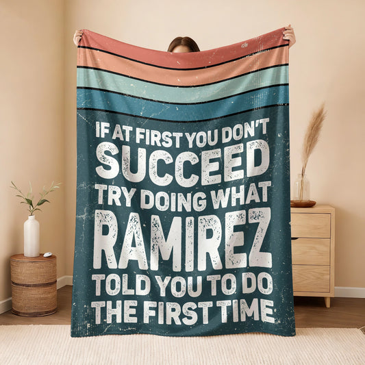 If At First You Don’t Succeed Retro Green Fleece Blanket RAMIREZ 13K1 BK29