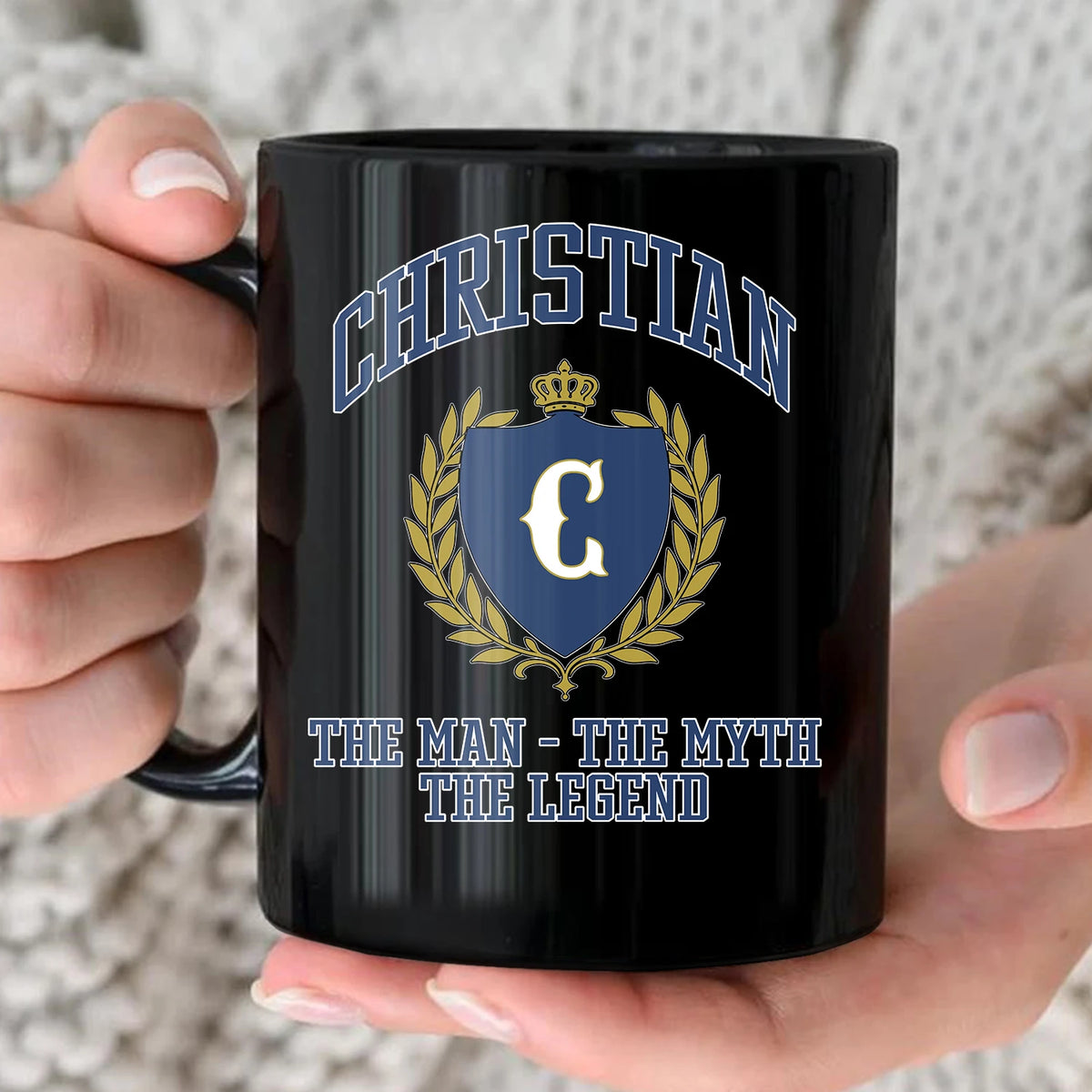 The Man The Myth The Legend Blue And Yellow Logo Mug CHRISTIAN 13K1 MG24