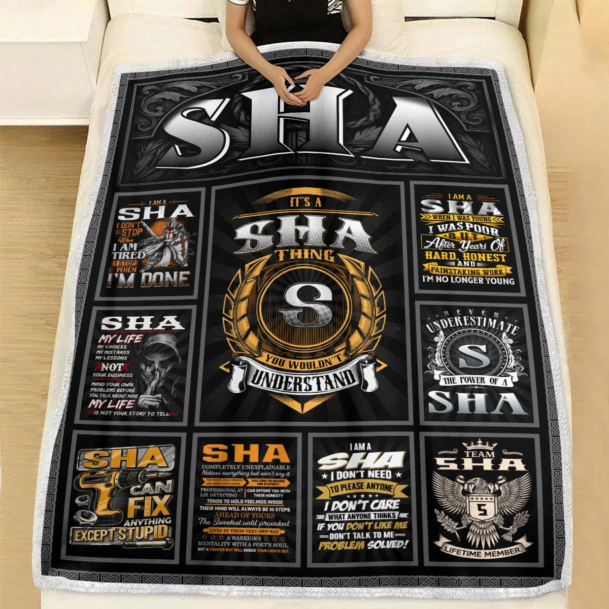 SHA Personalized Blanket | Custom Name Cozy Throw Gift 13K4-BK2