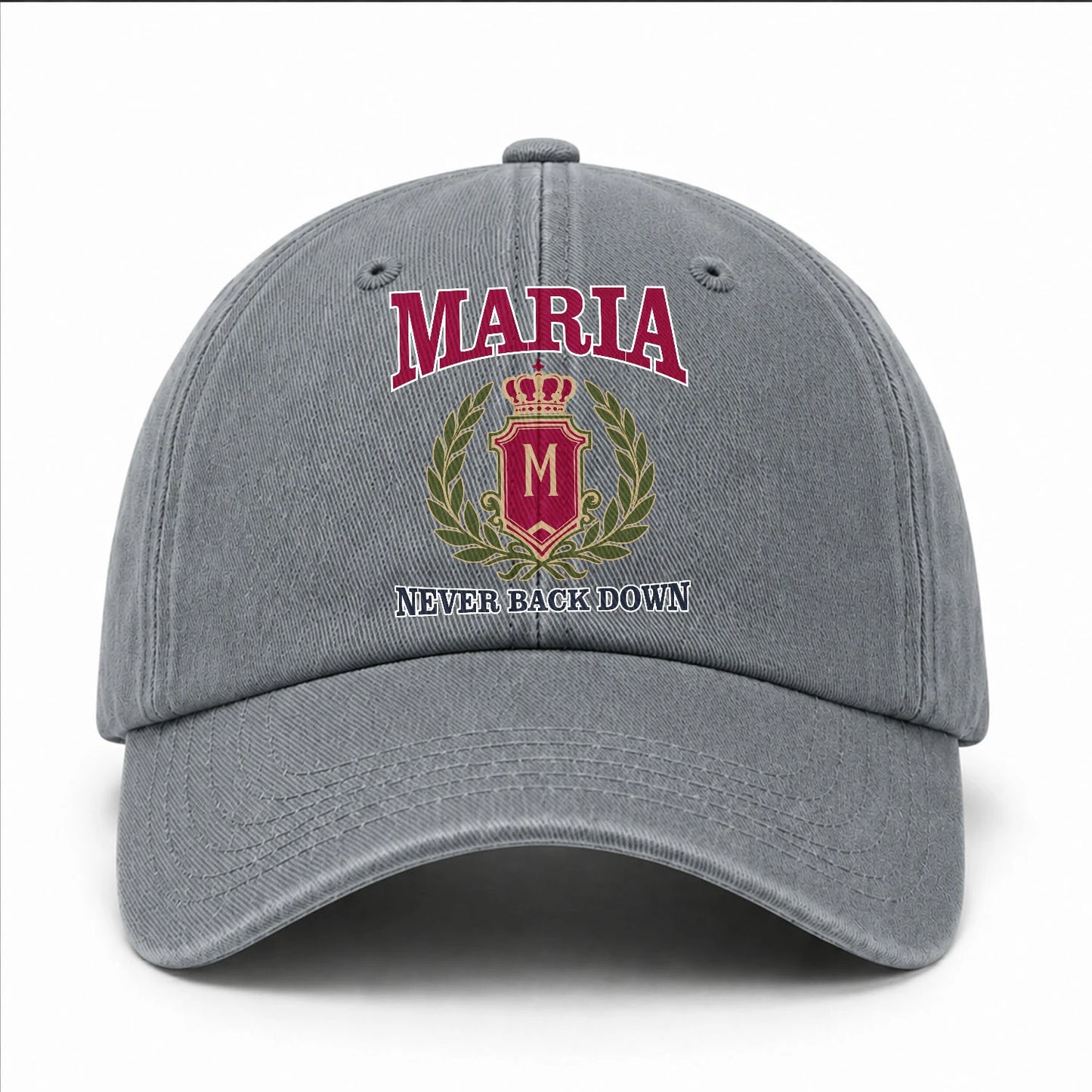 Your Name Never Back Down Royal Washed Cap MARIA 13K1 C77PF