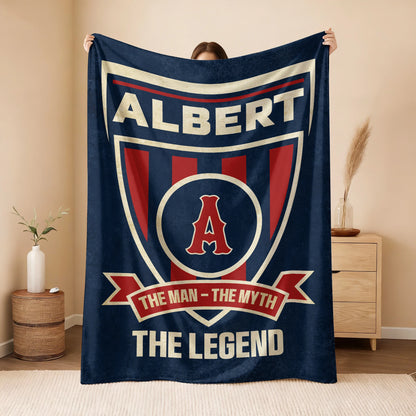 The Man The Myth The Legend Blue Burgundy Baseball Blanket ALBERT 13K1 BK18