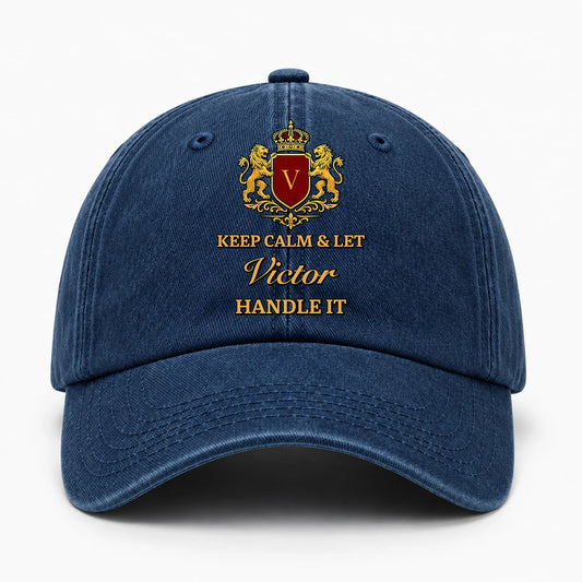 Keep Calm & Let Your Name Handle It Royal Blue Washed Cap VICTOR 13K1 C115PF