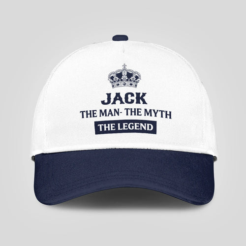 The Man The Myth The Legend King Crown Blue And White Cap JACK 13K1 C147PF
