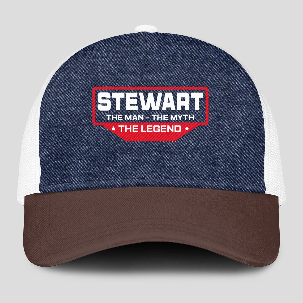 The Man The Myth The Legend Navy Brown And White Mesh Cap STEWART 13K1 C200PF
