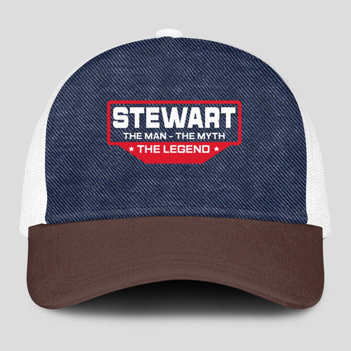 The Man The Myth The Legend Navy Brown And White Mesh Cap STEWART 13K1 C200PF