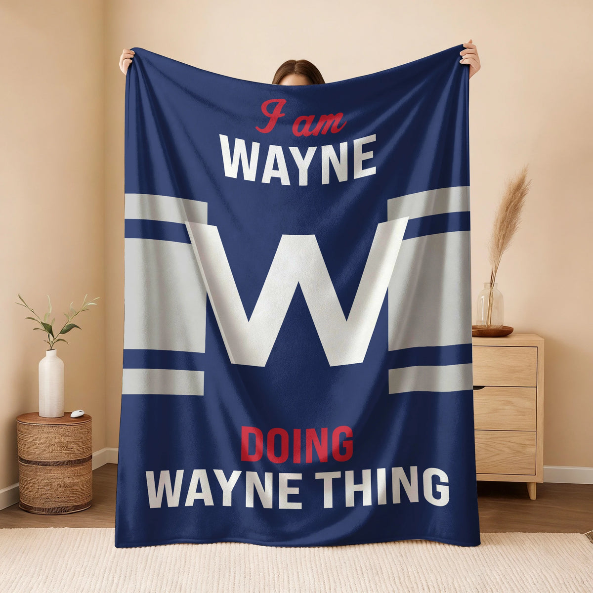 I'm Name Doing Name Things Navy Fleece Blanket WAYNE 13K1 BK51