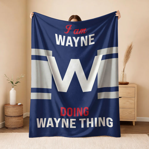 I'm Name Doing Name Things Navy Fleece Blanket WAYNE 13K1 BK51