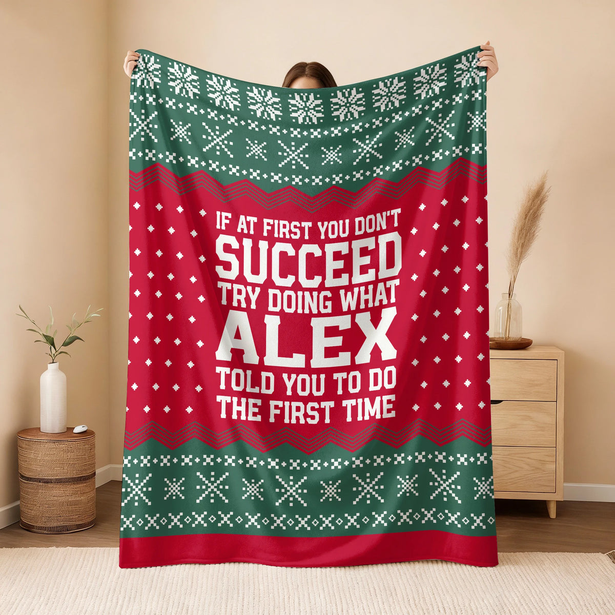 If At First You Don’t Succeed Red Green Christmas Fleece Blanket ALEX 13K1 BK28