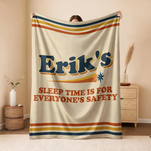 Your Name's Sleep Time Funny Retro Fleece Blanket ERIK 13K1 BK67