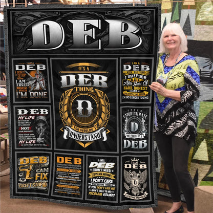 DEB Personalized Blanket | Custom Name Cozy Throw Gift 13K2-BK2