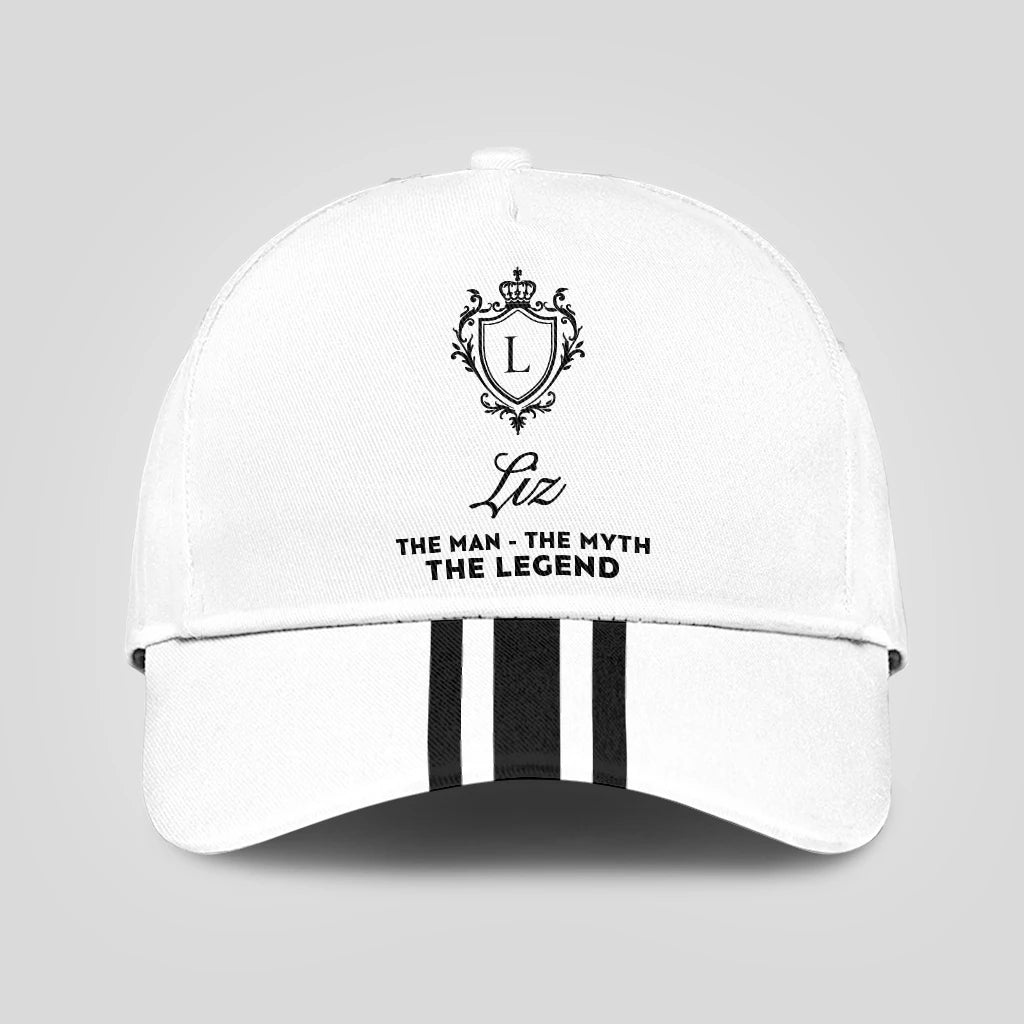 The Man The Myth The Legend Navy And White Striped Cap LIZ 13K1 C144PF