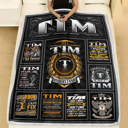 TIM Personalized Blanket | Custom Name Cozy Throw Gift 13K1-BK2