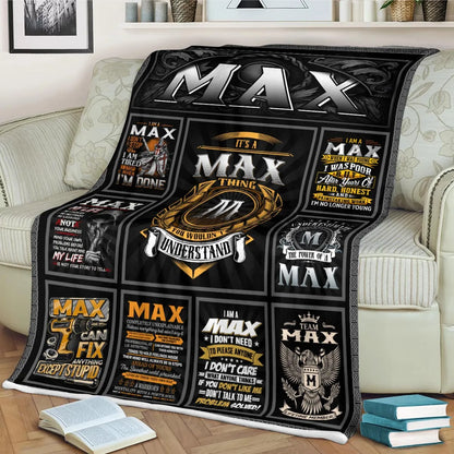 MAX Personalized Blanket | Custom Name Cozy Throw Gift 13K1-BK2