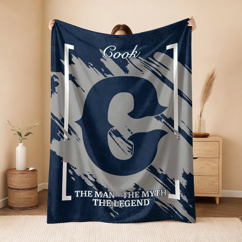 The Man The Myth The Legend Navy Baseball Fleece Blanket COOK 13K1 BK17