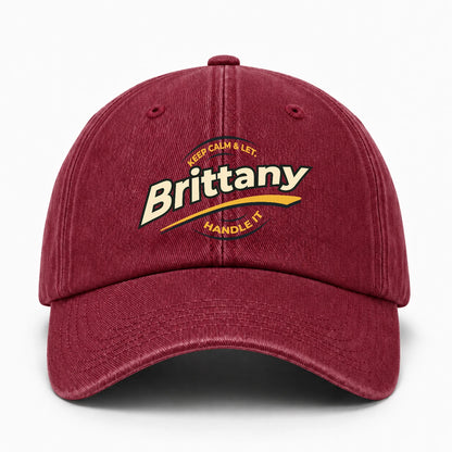Keep Calm & Let Your Name Handle It Burgundy Washed Cap BRITTANY 13K1 C105PF