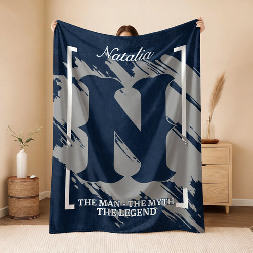 The Man The Myth The Legend Navy Baseball Fleece Blanket NATALIA 13K1 BK17