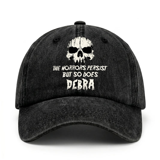 The Horrors Persist But So Does Your Name Cool Skull Washed Cap DEBRA 13K1 C134PF