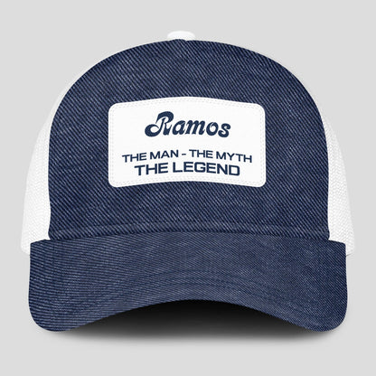 The Man The Myth The Legend Blue Denim Mesh Cap RAMOS 13K1 C194PF