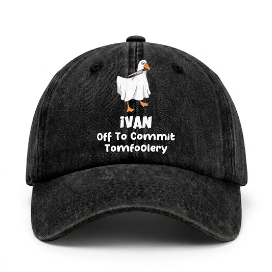 Off To Commit Tomfoolery Funny Goose Washed Cap IVAN 13K1 C131PF
