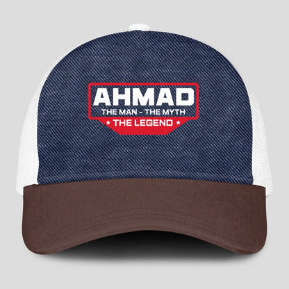 The Man The Myth The Legend Navy Brown And White Mesh Cap AHMAD 13K1 C200PF