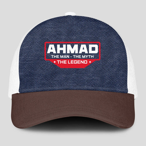 The Man The Myth The Legend Navy Brown And White Mesh Cap AHMAD 13K1 C200PF