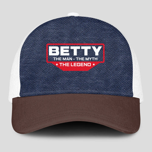 The Man The Myth The Legend Navy Brown And White Mesh Cap BETTY 13K1 C200PF
