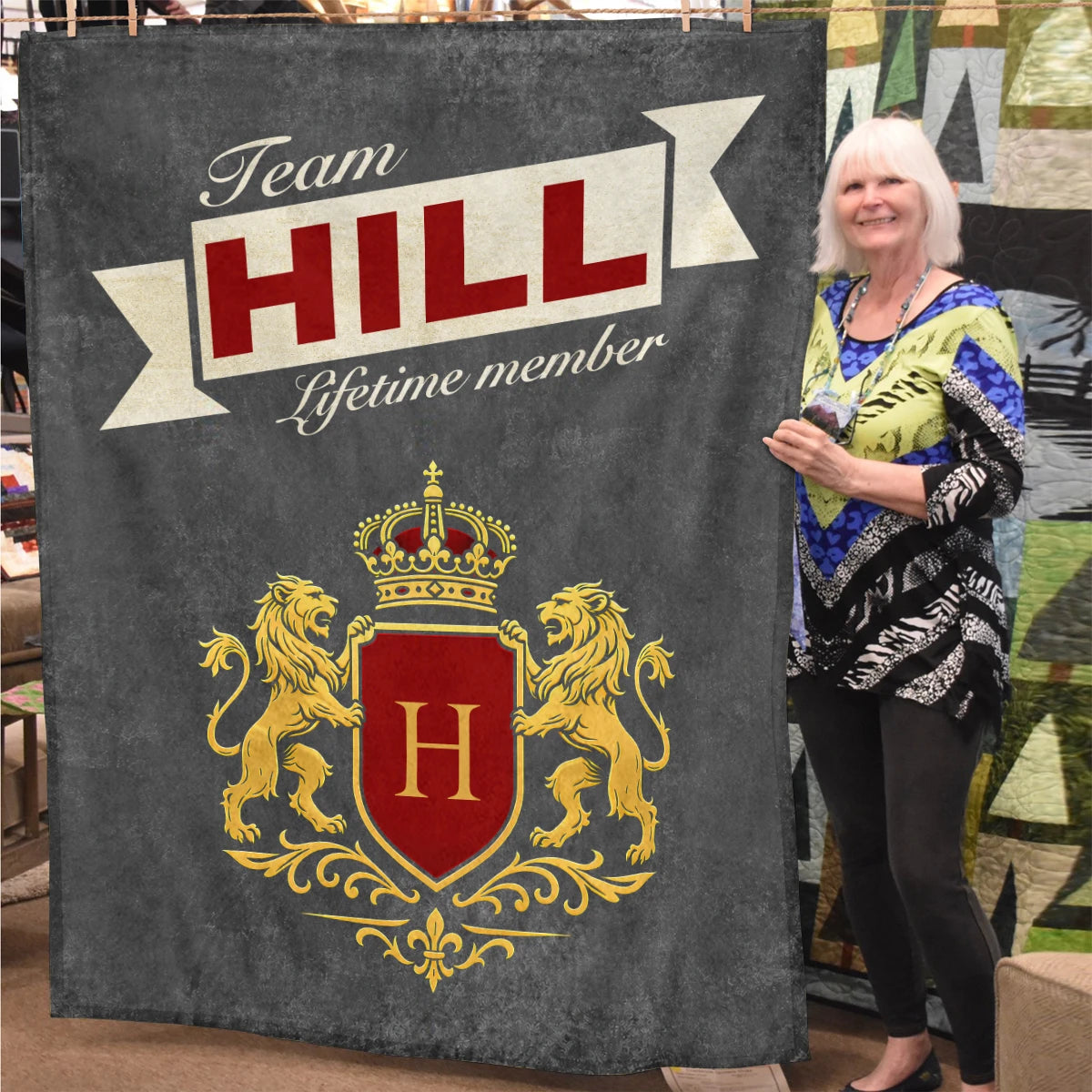 Team Your Name Lifetime Member Charcoal Blanket HILL 13K1 BK20