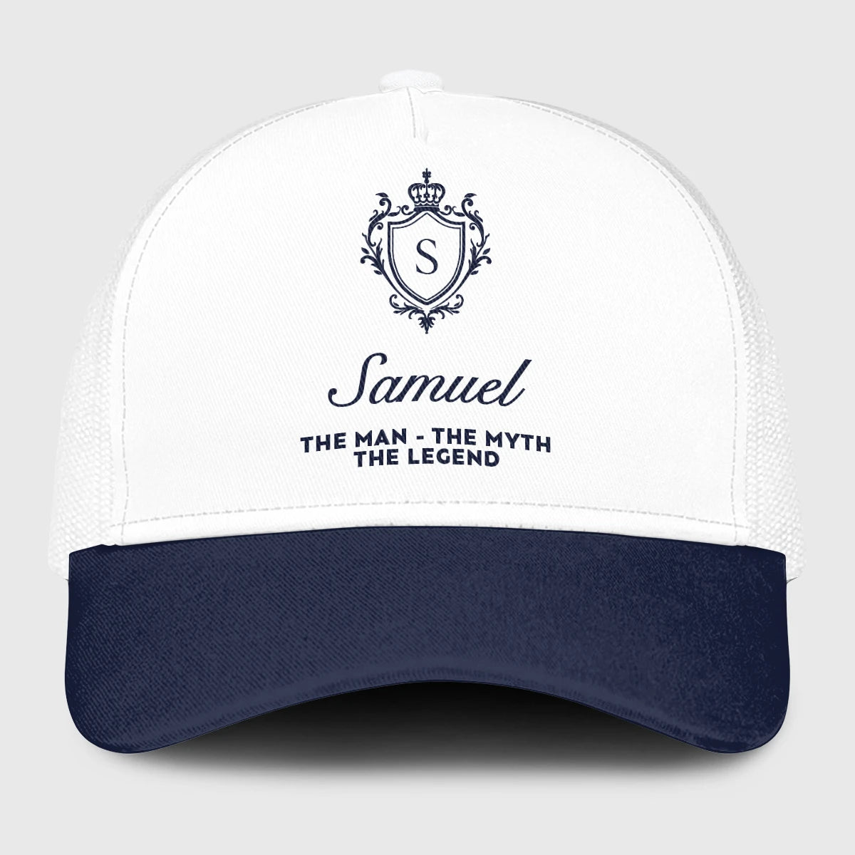 The Man The Myth The Legend Blue And White Baseball Mesh Cap SAMUEL 13K1 C186PF