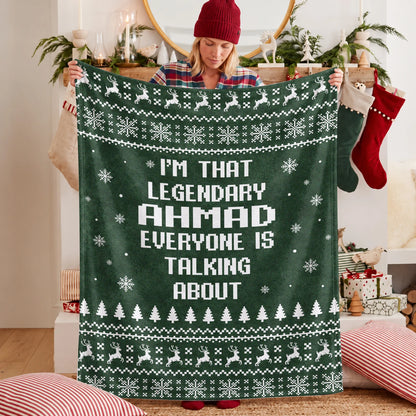 Legendary Your Name Funny Green Christmas Fleece Blanket AHMAD 13K1 BK43