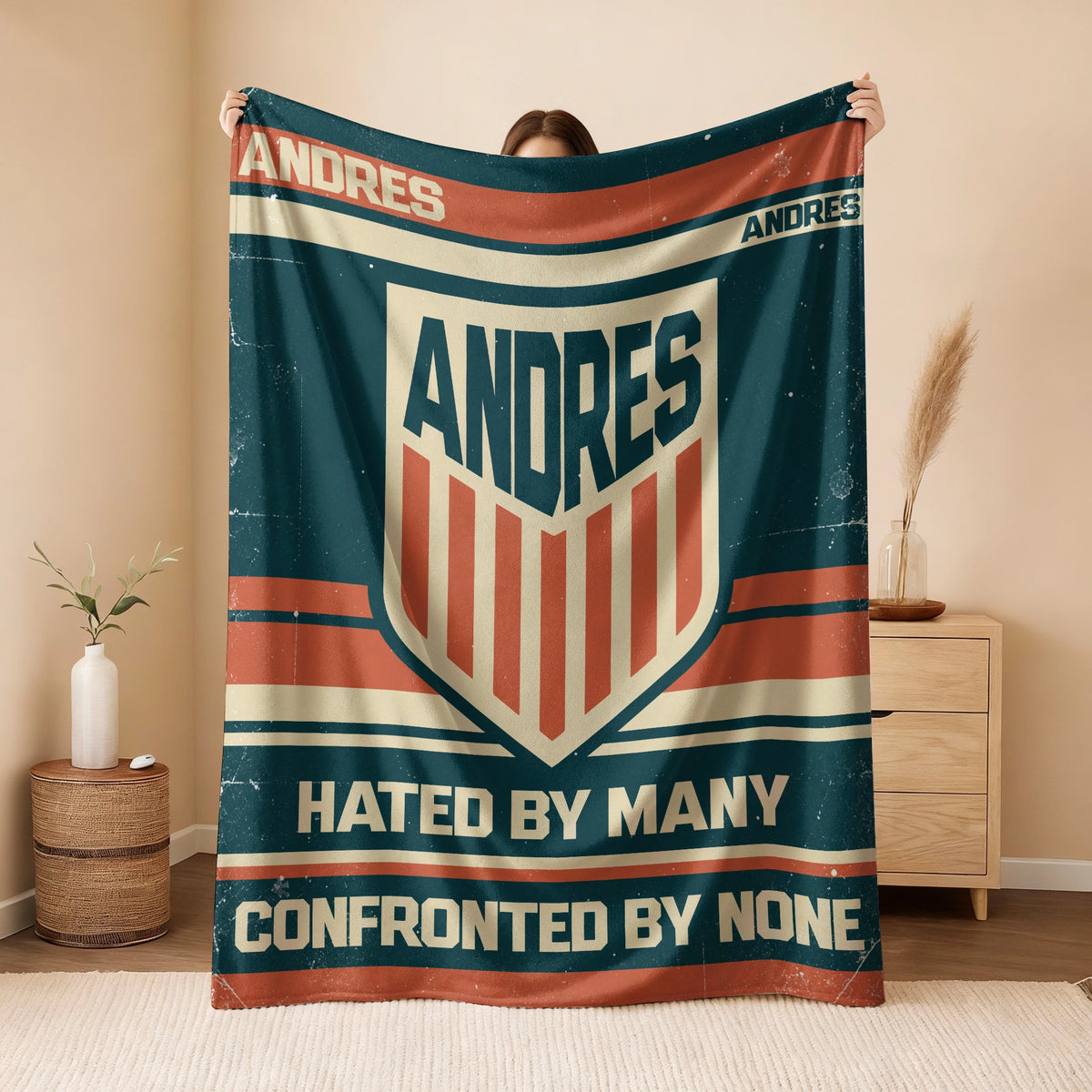 Hated By Many Confronted By None Retro Fleece Blanket ANDRES 13K1 BK58