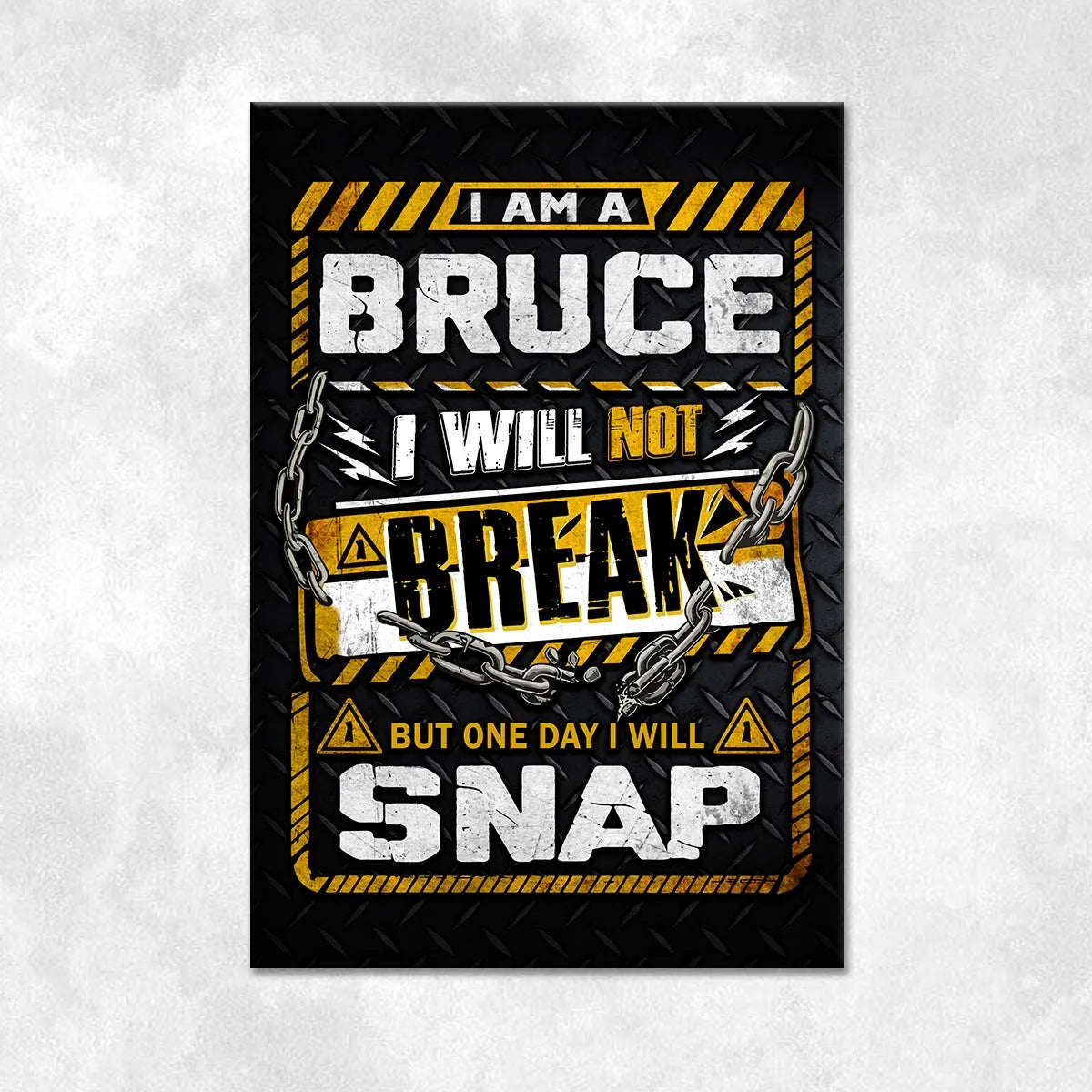 BRUCE Motivational Rug – Black & Yellow Quote Carpet for Living Room 13K1-AR1