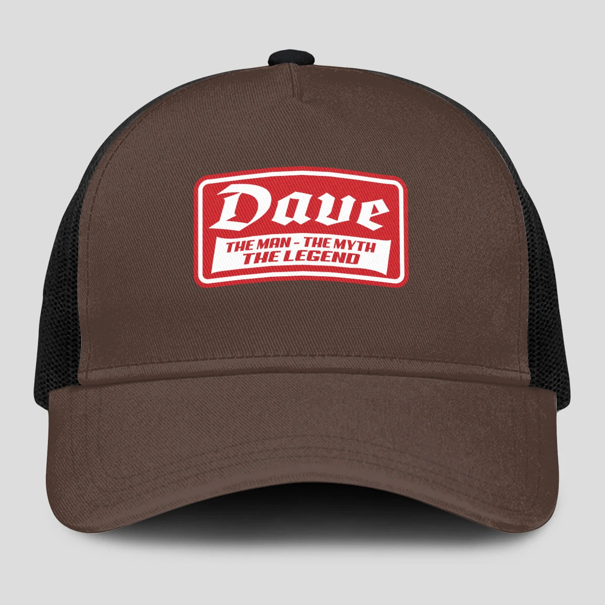 The Man The Myth The Legend Red Logo Brown Mesh Cap DAVE 13K1 C203PF