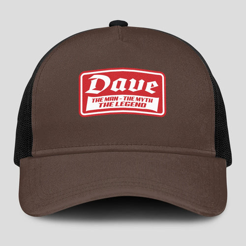 The Man The Myth The Legend Red Logo Brown Mesh Cap DAVE 13K1 C203PF
