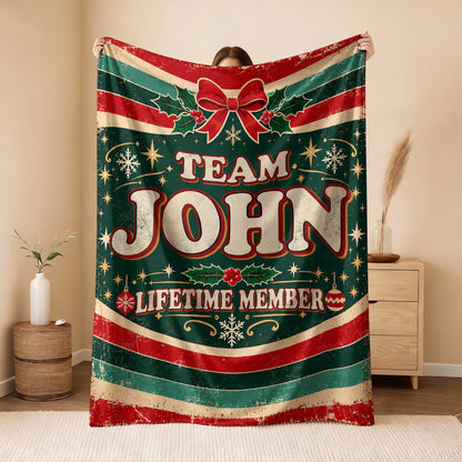 Team Your Name Lifetime Member Christmas Fleece Blanket JOHN 13K1 BK52