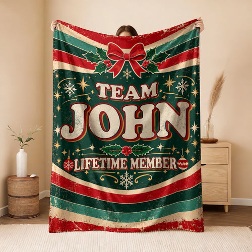 Team Your Name Lifetime Member Christmas Fleece Blanket JOHN 13K1 BK52